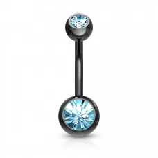 Стальная серьга банан для пирсинга пупка Piercedfish NT04-KQ с фианитами