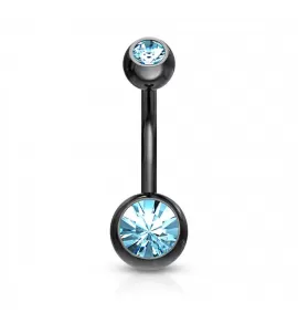 Стальная серьга банан для пирсинга пупка Piercedfish NT04-KQ с фианитами