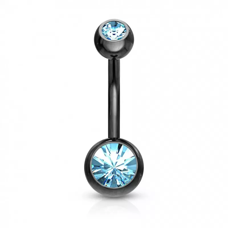 Стальная серьга банан для пирсинга пупка Piercedfish NT04-KQ с фианитами