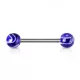 Штанга для пирсинга языка, сосков из стали с акриловыми шариками, светящимися в темноте PiercedFish BW-1416