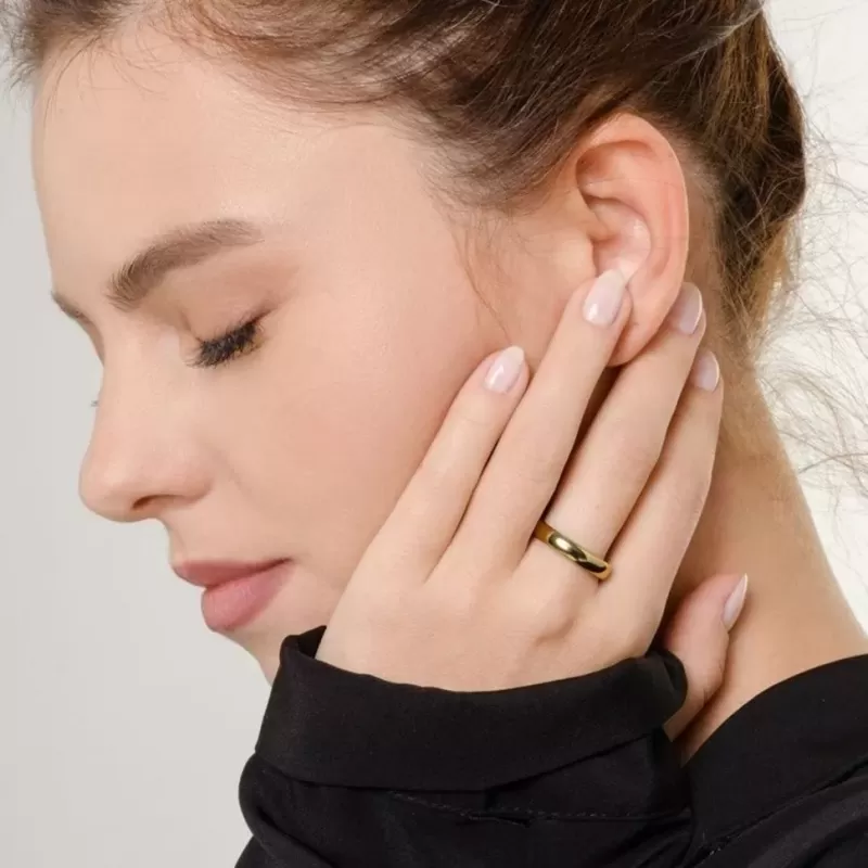 Кольцо из стали TATIC RSS-0005 классическое цвет розовое золото