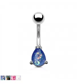 Украшение для пирсинга пупка PiercedFish NSD1920 c имитацией опала
