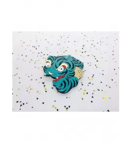 Брошь из дерева «Тигр синий» COREYAGI ASC-TG01, символ 2022 нового года