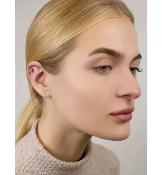 Серьга "Цветок" для пирсинга хряща, хеликса уха из стали PiercedFish JA10974, микроштанга с родиевым покрытием