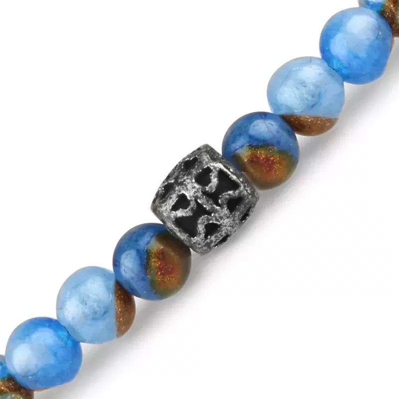 Синий браслет из агата на резинке Everiot Select LNS-2046