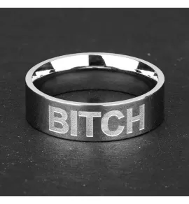Кольцо из стали TATIC RSS-7538 с прикольной надписью "BITCH"