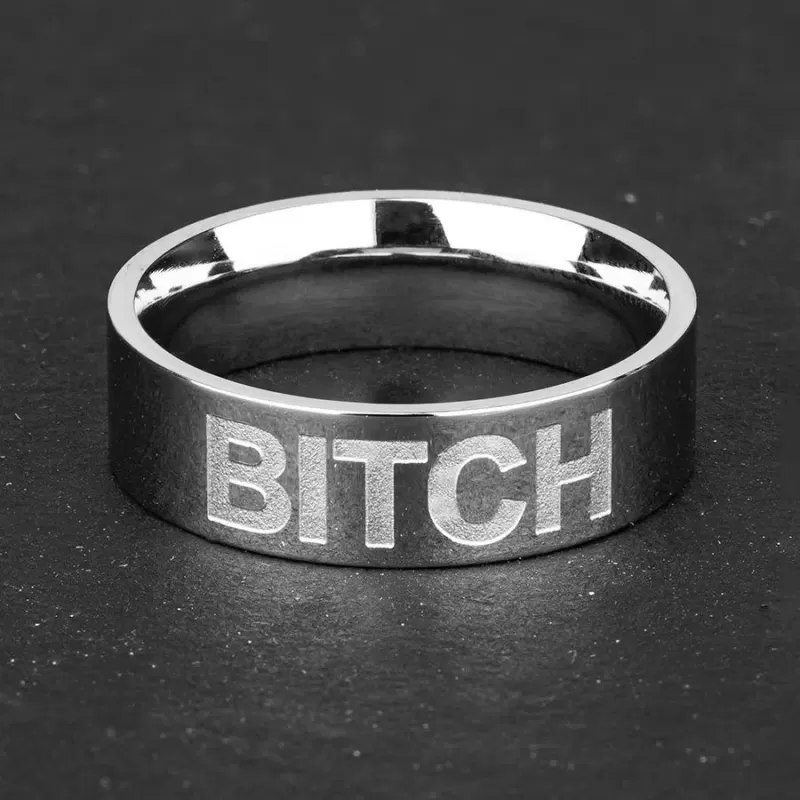 Кольцо из стали TATIC RSS-7538 с прикольной надписью "BITCH"