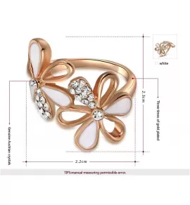 Кольцо ROZI RG-59390 цветы с эмалью и фианитами