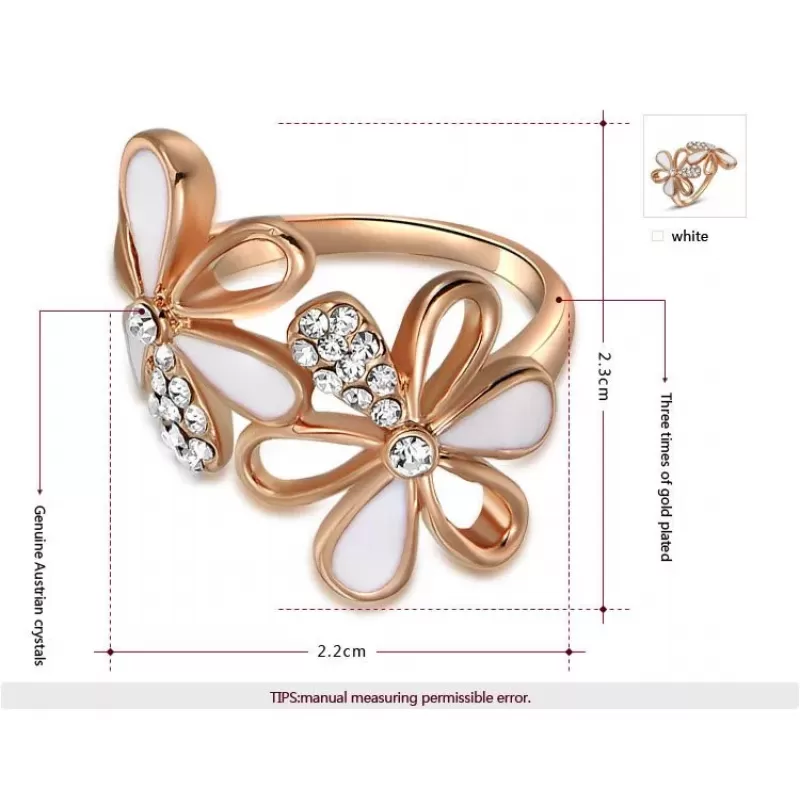 Кольцо ROZI RG-59390 цветы с эмалью и фианитами