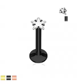 Серьга микролабрет "Звезда" из стали с фианитом для пирсинга хряща уха, монро, медуза PiercedFish LSI5T