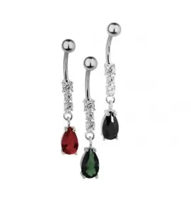 Серьга для пирсинга пупка Everiot AAB-365TBPN с подвеской "Капля" и фианитами