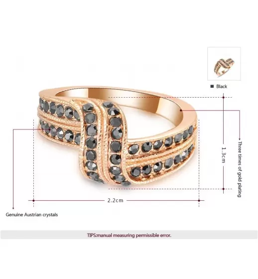 Кольцо ROZI RG-09325B с черными фианитами