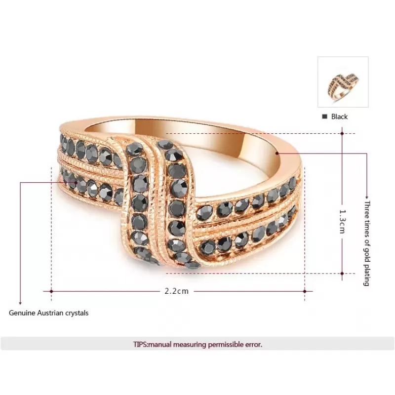 Кольцо ROZI RG-09325B с черными фианитами