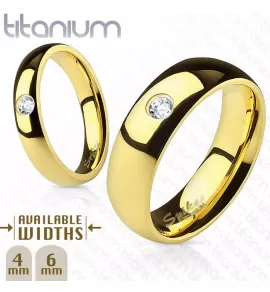 Кольцо из титана Spikes R-TI-4373 в классическом стиле с фианитом