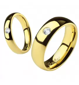 Кольцо из титана Spikes R-TI-4373 в классическом стиле с фианитом