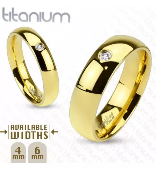 Кольцо из титана Spikes R-TI-4373 в классическом стиле с фианитом