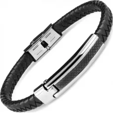 Кожаный браслет мужской Everiot BC-MJ-1748 плетеный с металлической вставкой