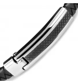 Кожаный браслет мужской Everiot BC-MJ-1748 плетеный с металлической вставкой