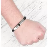 Кожаный браслет мужской Everiot BC-MJ-1748 плетеный с металлической вставкой