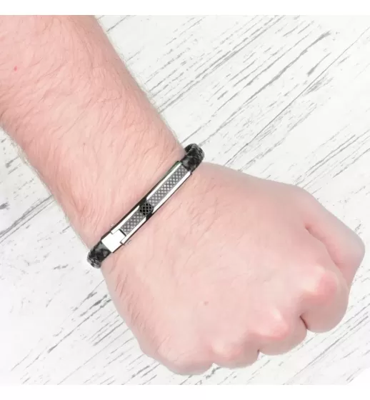 Кожаный браслет мужской Everiot BC-MJ-1748 плетеный с металлической вставкой