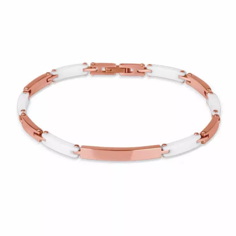 Браслет из стали Everiot AAB-03CBS с вставками цвета розового золота