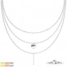 Стальное трехслойное колье TATIC SNP-1525 из цепочек с подвесками