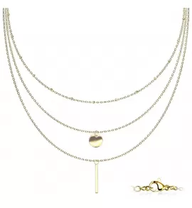 Стальное трехслойное колье TATIC SNP-1525 из цепочек с подвесками