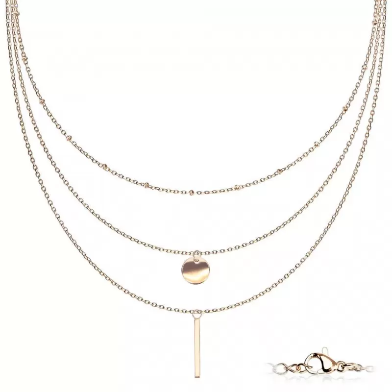 Стальное трехслойное колье TATIC SNP-1525 из цепочек с подвесками
