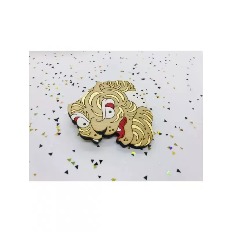 Брошь из дерева «Тигр золотой» COREYAGI ASC-TGG02, символ 2022 нового года