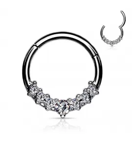 Кольцо кликер с фианитами PiercedFish --RH014 серьга для пирсинга септума носа, трагуса, хеликса уха, брови, губ, пупка