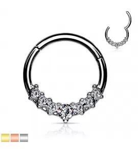 Кольцо кликер с фианитами PiercedFish --RH014 серьга для пирсинга септума носа, трагуса, хеликса уха, брови, губ, пупка