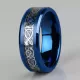 Кольцо из карбида вольфрама синее Lonti RTG-0031 с орнаментом "Кельтский дракон" (оттенок металл)