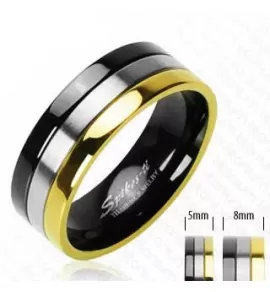 Кольцо из титана Spikes R-TI-3542 трехцветное