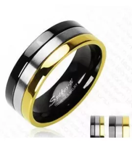 Кольцо из титана Spikes R-TI-3542 трехцветное