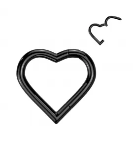 Пирсинг кольцо кликер сердце из титана Pirslab RHT35, без камней черный