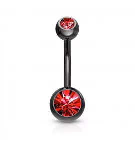 Стальная серьга банан для пирсинга пупка Piercedfish NT04-KR с фианитами