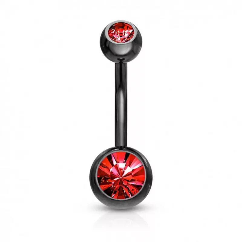 Стальная серьга банан для пирсинга пупка Piercedfish NT04-KR с фианитами