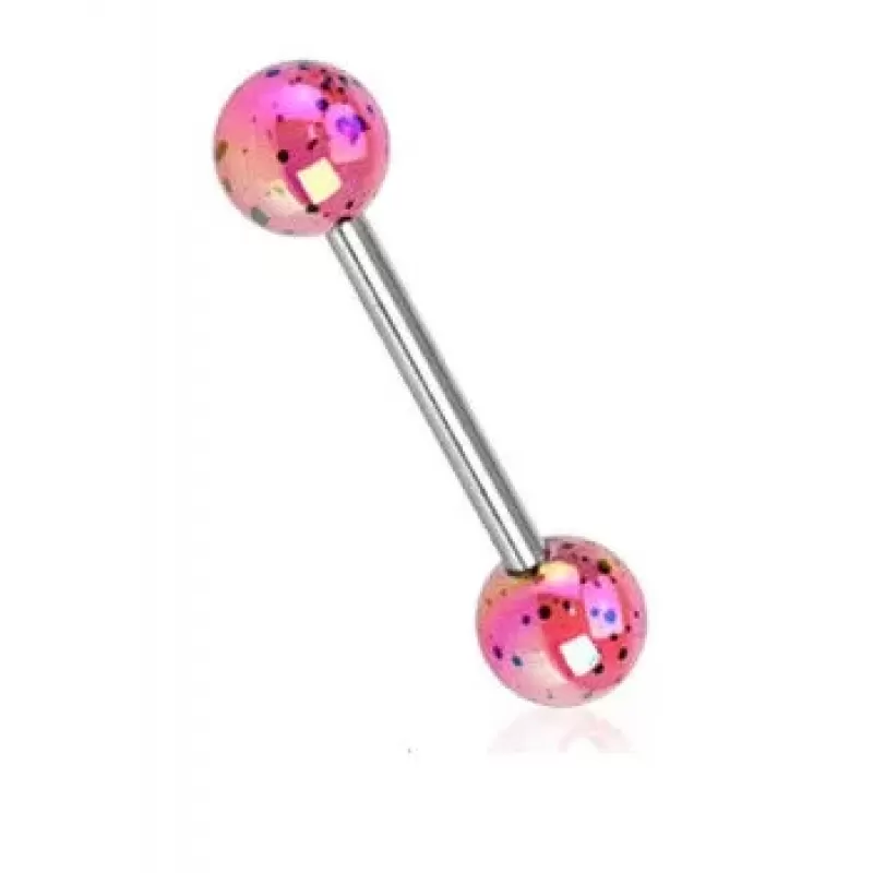 Штанга для пирсинга языка из стали PiercedFish BA52 с акриловыми шариками