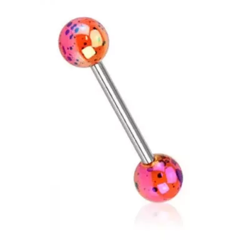 Штанга для пирсинга языка из стали PiercedFish BA52 с акриловыми шариками