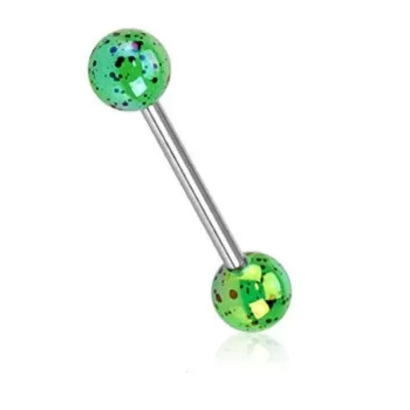 Штанга для пирсинга языка из стали PiercedFish BA52 с акриловыми шариками