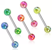 Штанга для пирсинга языка из стали PiercedFish BA52 с акриловыми шариками