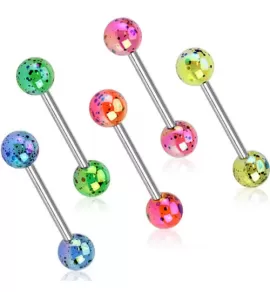 Штанга для пирсинга языка из стали PiercedFish BA52 с акриловыми шариками