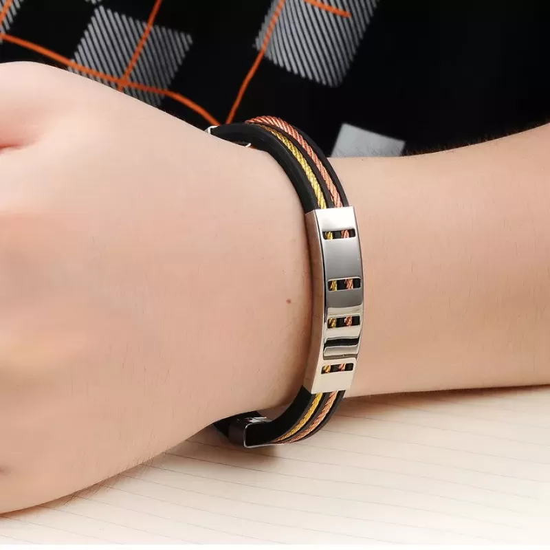 Браслет мужской из каучука и стали Everiot PL-XP-0109