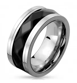 Мужское кольцо из стали Spikes --R-M4534 с черной вращающейся вставкой