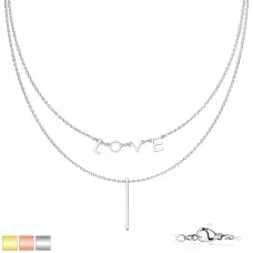 Стальное двухслойное колье TATIC SNP-1496 из цепочек с надписью Love