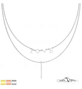 Стальное двухслойное колье TATIC SNP-1496 из цепочек с надписью Love
