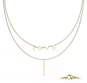 Стальное двухслойное колье TATIC SNP-1496 из цепочек с надписью Love