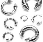Циркуляр (подкова) из стали с шипами с внешней резьбой PiercedFish HS02 для септума, трагуса, хеликса, брови, носа, губ, сосков, пупка, серьга хард для тоннелей, пирсинга смайл