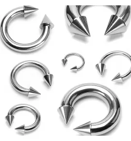 Циркуляр (подкова) из стали с шипами с внешней резьбой PiercedFish HS02 для септума, трагуса, хеликса, брови, носа, губ, сосков, пупка, серьга хард для тоннелей, пирсинга смайл