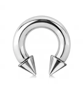 Циркуляр (подкова) из стали с шипами с внешней резьбой PiercedFish HS02 для септума, трагуса, хеликса, брови, носа, губ, сосков, пупка, серьга хард для тоннелей, пирсинга смайл